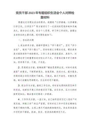 党员干部2023年专题组织生活会个人对照检查材料.docx