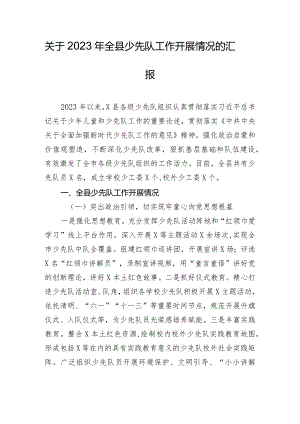 关于2023年全县少先队工作开展情况的汇报.docx