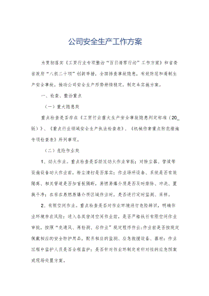 公司安全生产工作方案.docx