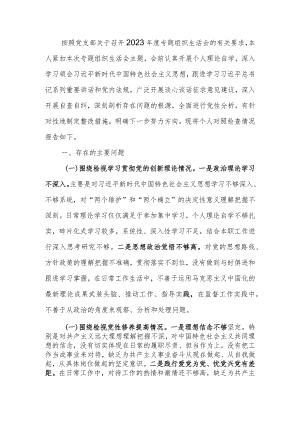 机关党员2023年度专题组织生活个人检查材料发言提纲班子六个方面.docx