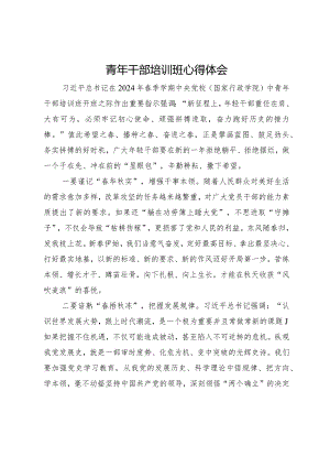 青年干部培训班心得体会 .docx