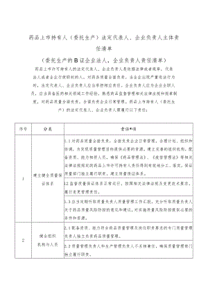 药品上市许可持有人（委托生产）法定代表人、企业负责人主体责任清单.docx