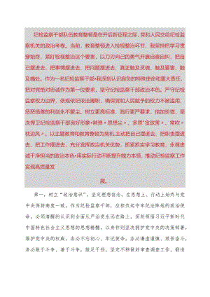 纪检监察干部教育整顿学习心得体会.docx