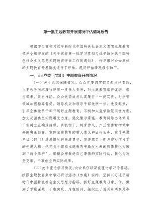 （7篇）第一批专题教育开展情况评估情况报告合集.docx