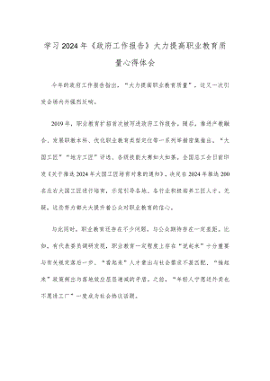 学习2024年《政府工作报告》大力提高职业教育质量心得体会.docx
