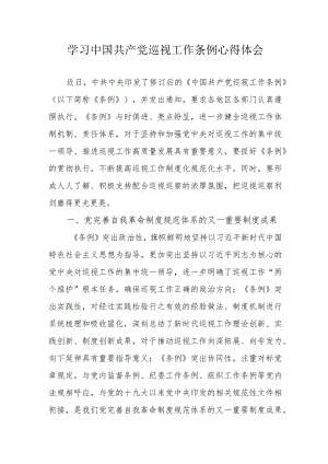 央企单位党员干部学习中国共产党巡视工作条例个人心得体会 （汇编6份）.docx