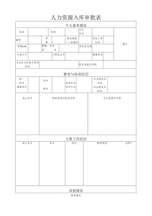 黄花国际机场人力资源入库审批表.docx