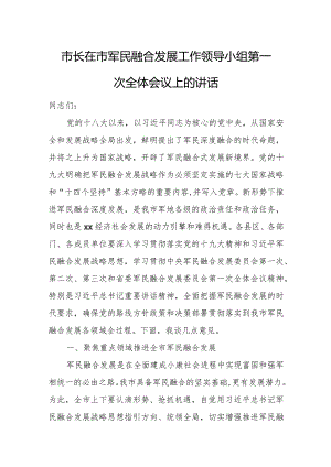 市长在市军民融合发展工作领导小组第一次全体会议上的讲话.docx