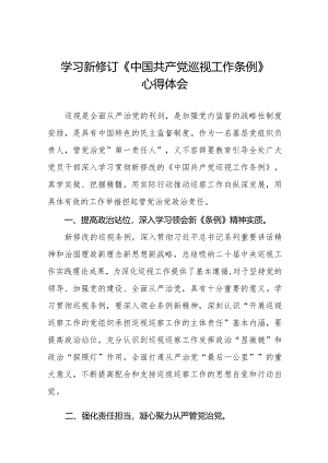 学习2024版新修订中国共产党巡视工作条例心得体会优秀十八篇.docx