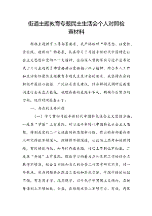 街道主题教育专题民主生活会个人对照检查材料.docx