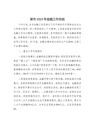某市2023年金融工作总结.docx