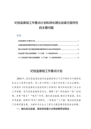 （5篇）纪检监察组工作要点计划和深化理论武装方面存在的主要问题.docx