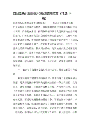 自我剖析问题原因和整改措施范文(精选14篇).docx