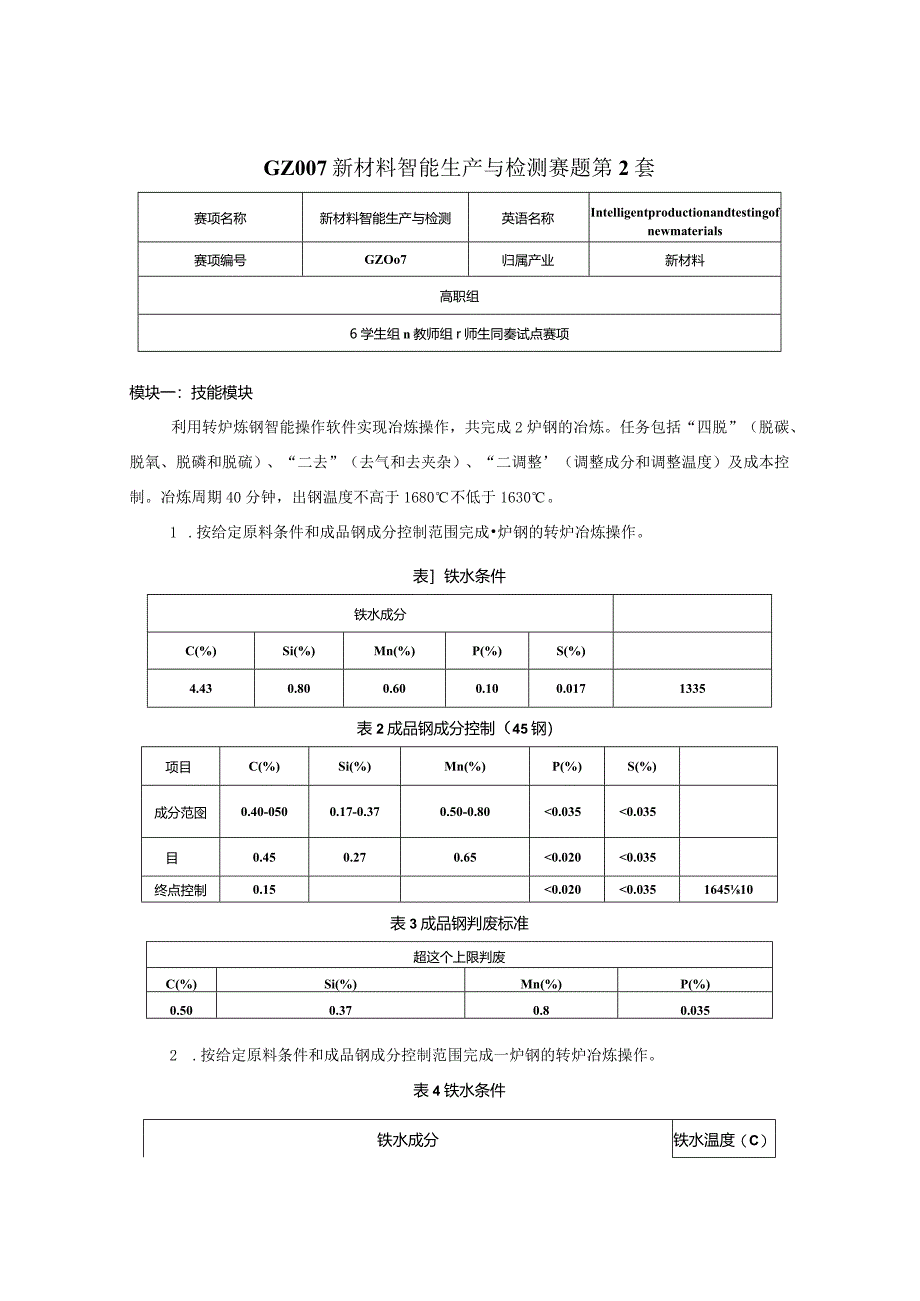 (全国职业技能比赛:高职)GZ007新材料智能生产与检测赛题第2套.docx_第1页