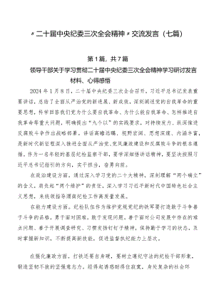 “二十届中央纪委三次全会精神”交流发言（七篇）.docx