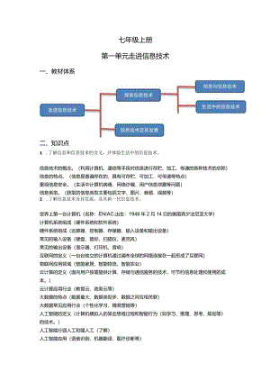 第一单元走进信息技术-2022年初中信息技术复习知识点归纳川教版（2019）七年级上册（解析版）.docx