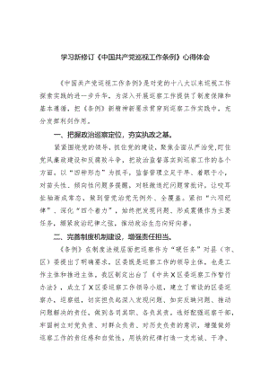 学习新修订《中国共产党巡视工作条例》心得体会范文精选(8篇).docx