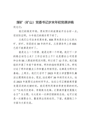 煤矿（矿山）党委书记岁末年初党课讲稿.docx