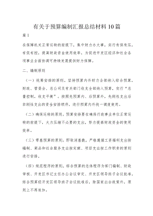 有关于预算编制汇报总结材料10篇.docx