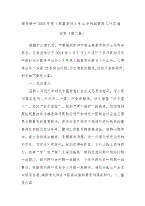 领导班子2023年度主题教育民主生活会问题整改工作实施方案（第二批）.docx