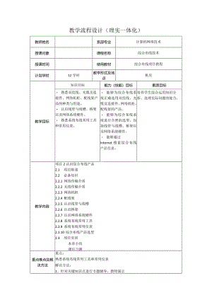 综合布线技术教案项目2认识综合布线产品（12学时）.docx