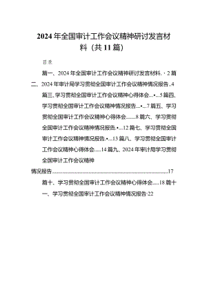 （11篇）2024年全国审计工作会议精神研讨发言材料参考范文.docx