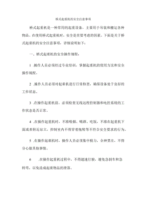 桥式起重机的安全注意事项.docx