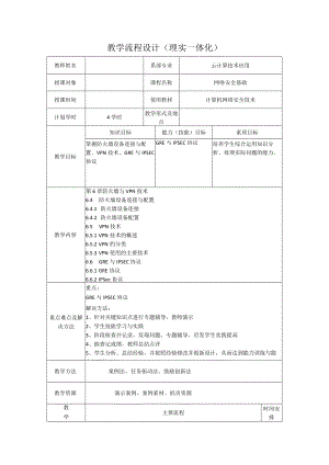 计算机网络安全技术（微课版）-教案6.4--6.6防火墙设备连接与配置、VPN技术、GRE与IPSEC协议（4学时）.docx