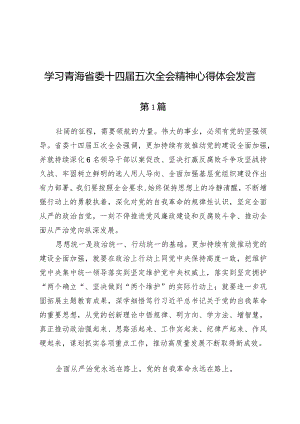 （九篇）学习青海省委十四届五次全会精神心得体会发言.docx