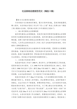 社会救助自查报告范文(精选3篇).docx