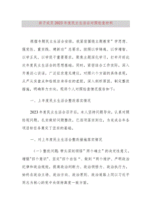 班子成员2023年度民主生活会对照检查材料.docx