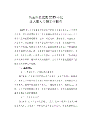 某某国企党委2023年度选人用人专题工作报告.docx