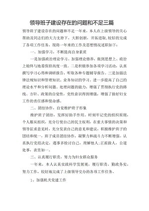 领导班子建设存在的问题和不足三篇.docx