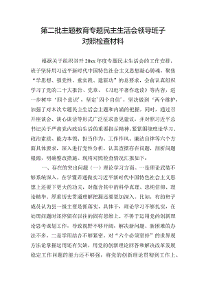 第二批主题教育专题民主生活会领导班子对照检查材料.docx
