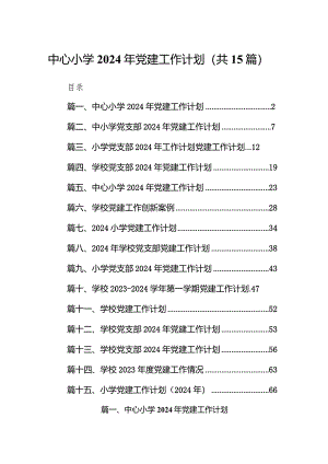 中心小学2024年党建工作计划15篇（精选版）.docx