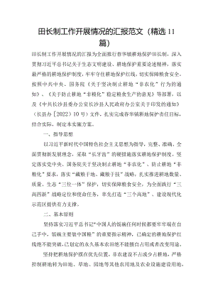 田长制工作开展情况的汇报范文(精选11篇).docx