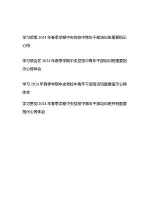 学习贯彻领悟2024年春季学期中央党校中青年干部培训班重要指示心得体会4篇.docx