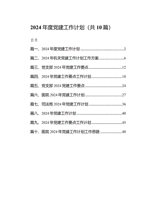 2024年度党建工作计划10篇（精选版）.docx