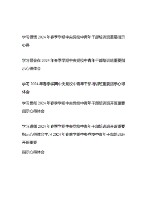学习贯彻领悟2024年春季学期中央党校中青年干部培训班重要指示心得6篇.docx
