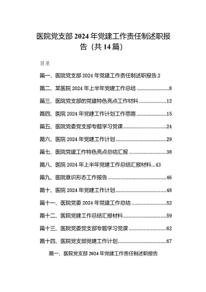 医院党支部2024年党建工作责任制述职报告14篇（完整版）.docx