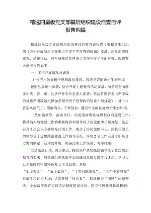 精选四星级党支部基层组织建设自查自评报告四篇.docx