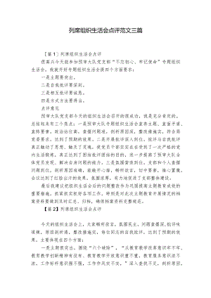 列席组织生活会点评范文三篇.docx