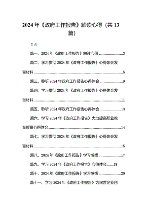 2024年《政府工作报告》解读心得13篇（最新版）.docx