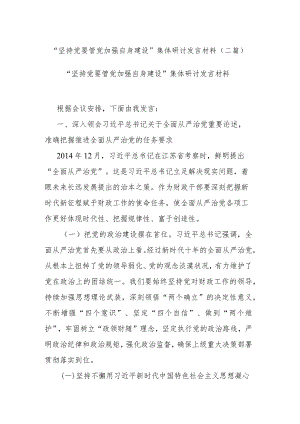 “坚持党要管党加强自身建设”集体研讨发言材料(二篇).docx