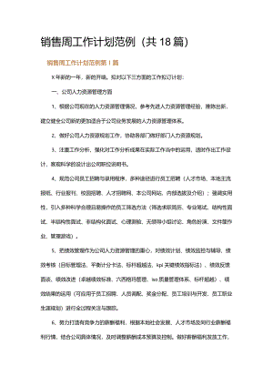 销售周工作计划范例.docx