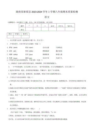 湖南省新邵县2023-2024学年上学期八年级期末质量检测（含答案）.docx