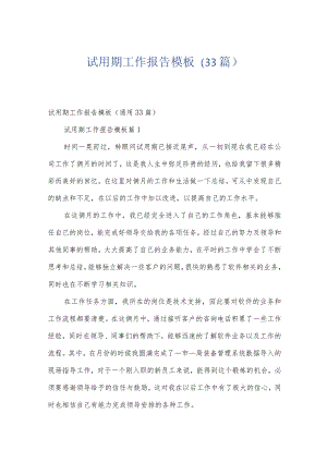 试用期工作报告模板（33篇）.docx