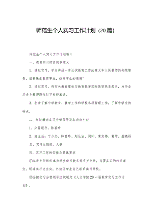 师范生个人实习工作计划（20篇）.docx