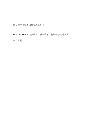 镇迎接市委巡察组检查表态发言和关于市委第一轮巡察整改进展情况的通报.docx