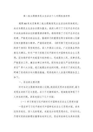 第二批主题教育民主生活会个人对照检查材料.docx